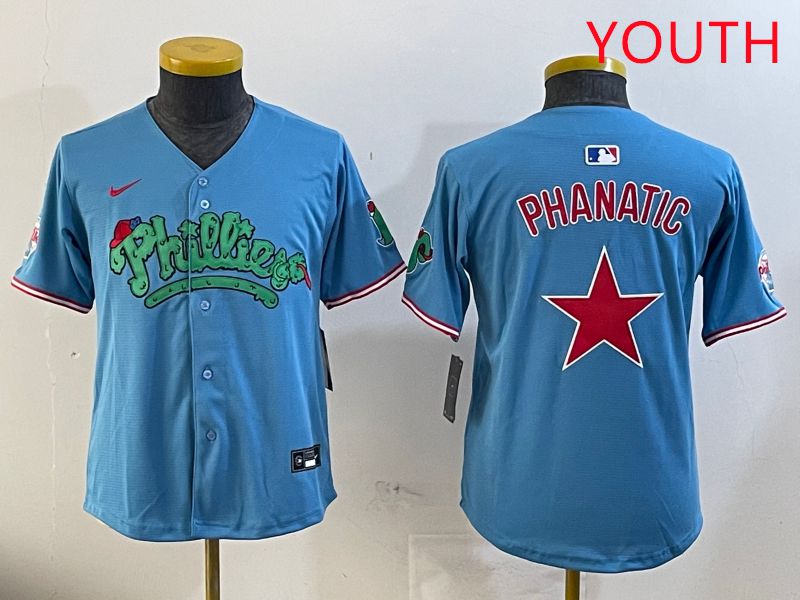 Youth Philadelphia Phillies Blank Light Blue Four generations joint name 2025 Nike MLB Jersey style 1->los angeles angels->MLB Jersey